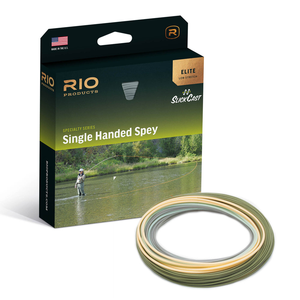 RIO Elite Single Handed Spey Fly Line Fly Line Guide Flyfishing WF4 - Floating - 175GR - Peach/Camo