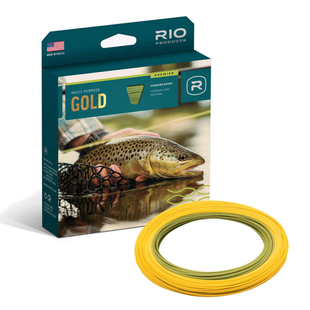 Premier RIO Gold Fly Line Guide Flyfishing WF4 - Floating - 175GR - Moss/Gold