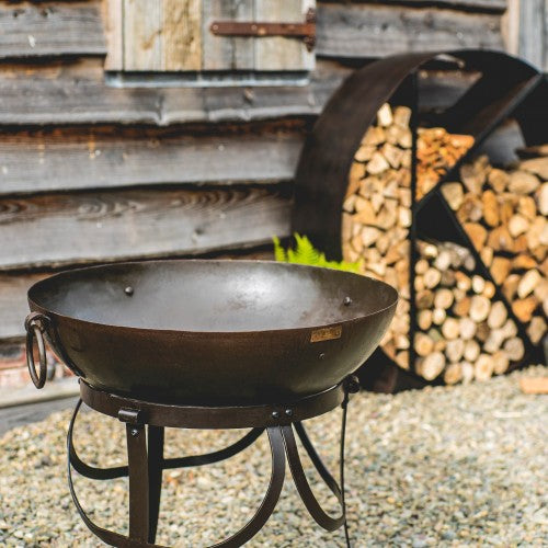 80cm Wilstone Kadai Fire Bowl with high and low stand Fire Pit kadai