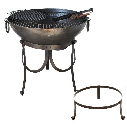 80cm Wilstone Kadai Fire Bowl with high and low stand Fire Pit kadai