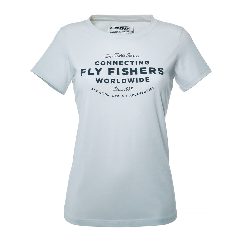 Womens Connecting Flyfishers T-shirt, White Variable LOOP Tackle S